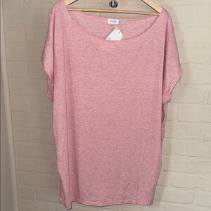 Pink boat neck shirt 2xl lightweight capped sleeve tunic NEW